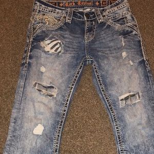 Mens Rock Revival Bootcut Denim Jeans (Size 30)